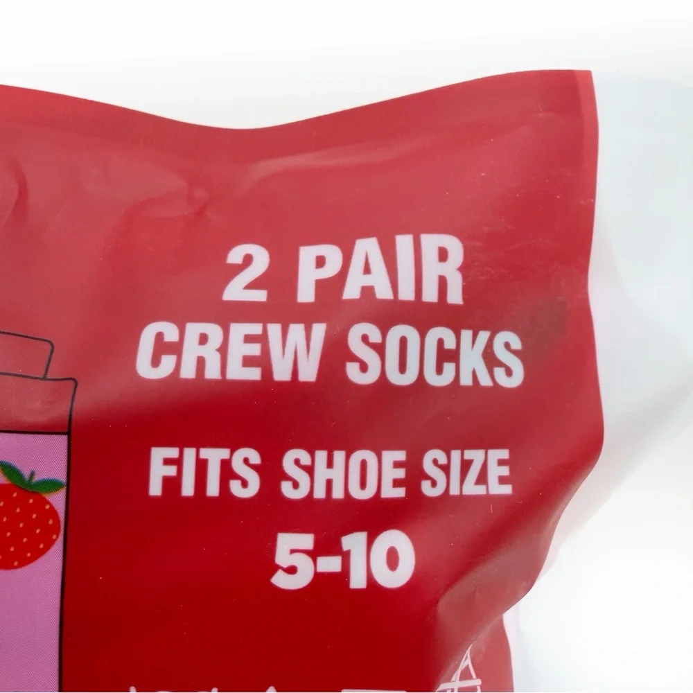Twizzlers Strawberry Twists Candy Crew Socks Womens Gift Set 2 Pairs Red White